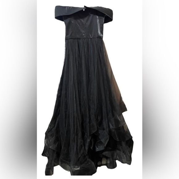 La Femme 27224 Black Off the Shoulder Evening Gown Size 10 New - Picture 4 of 6